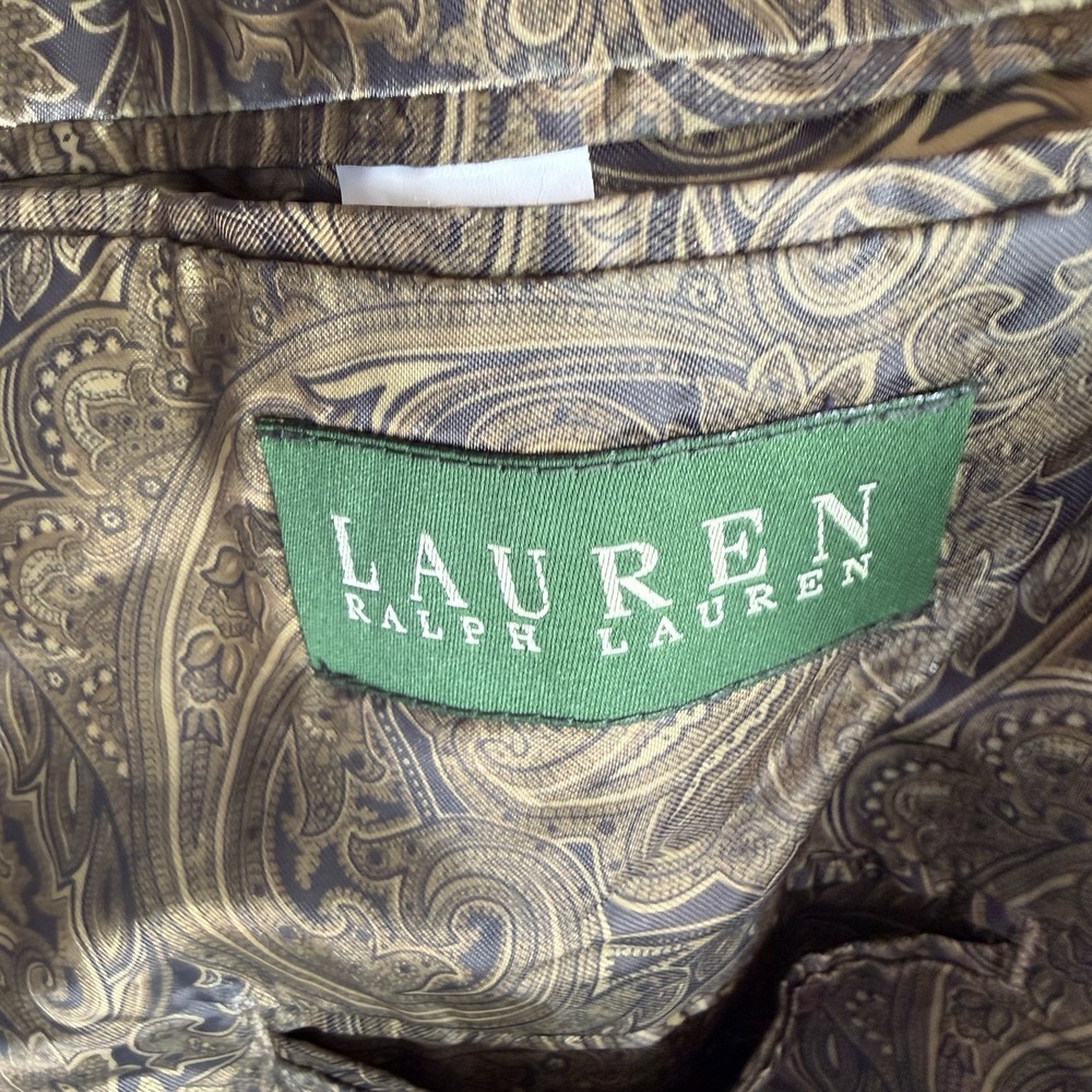 Lauren Ralph Lauren Corduroy Blazer Brown Paisley Lining 48 Long‎ Two Button - Picture 5 of 6